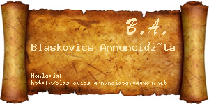 Blaskovics Annunciáta névjegykártya